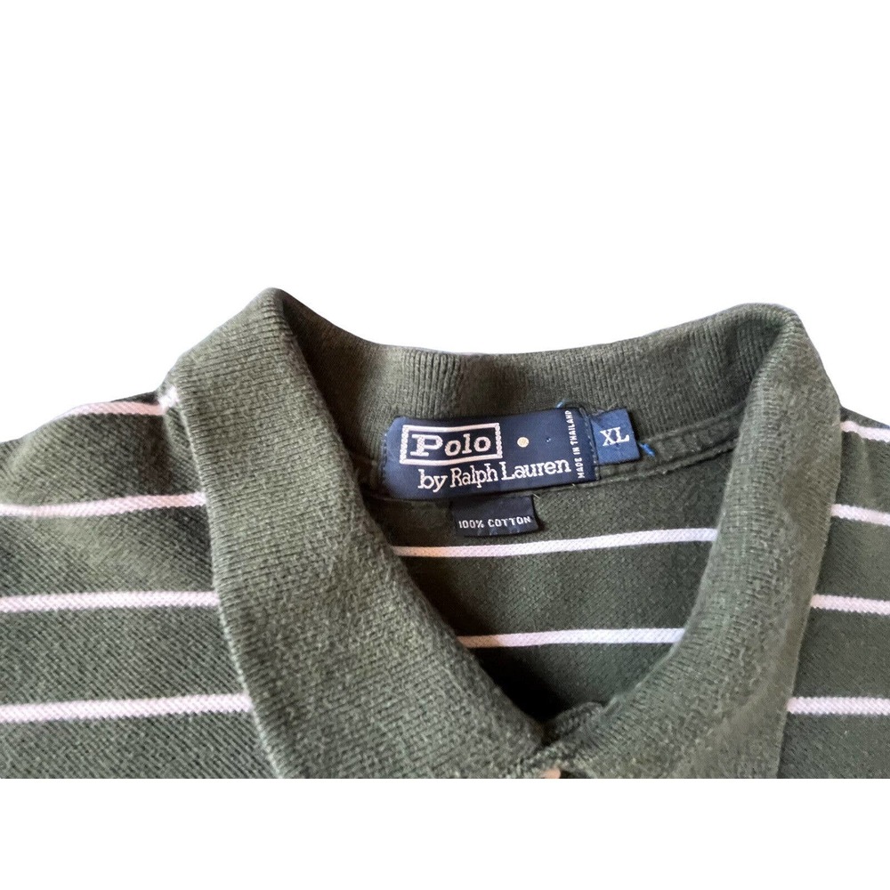 VTg Polo Ralph Lauren Shirt XL Green Stripe Men's Short Sleeve Golf Logo - Picture 2 of 6